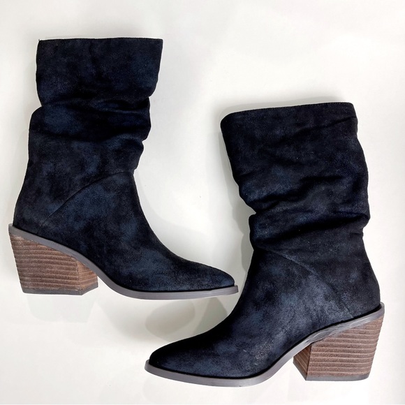 Band of Gypsies Womens Black Crash Pull On Block Heel Mid Calf Boots Size 6 - Picture 8 of 10